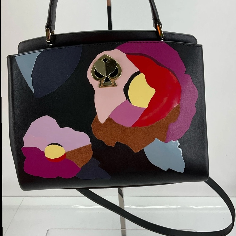 Kate Spade Multicolor Black Leather Crossbody Satchel Handbag